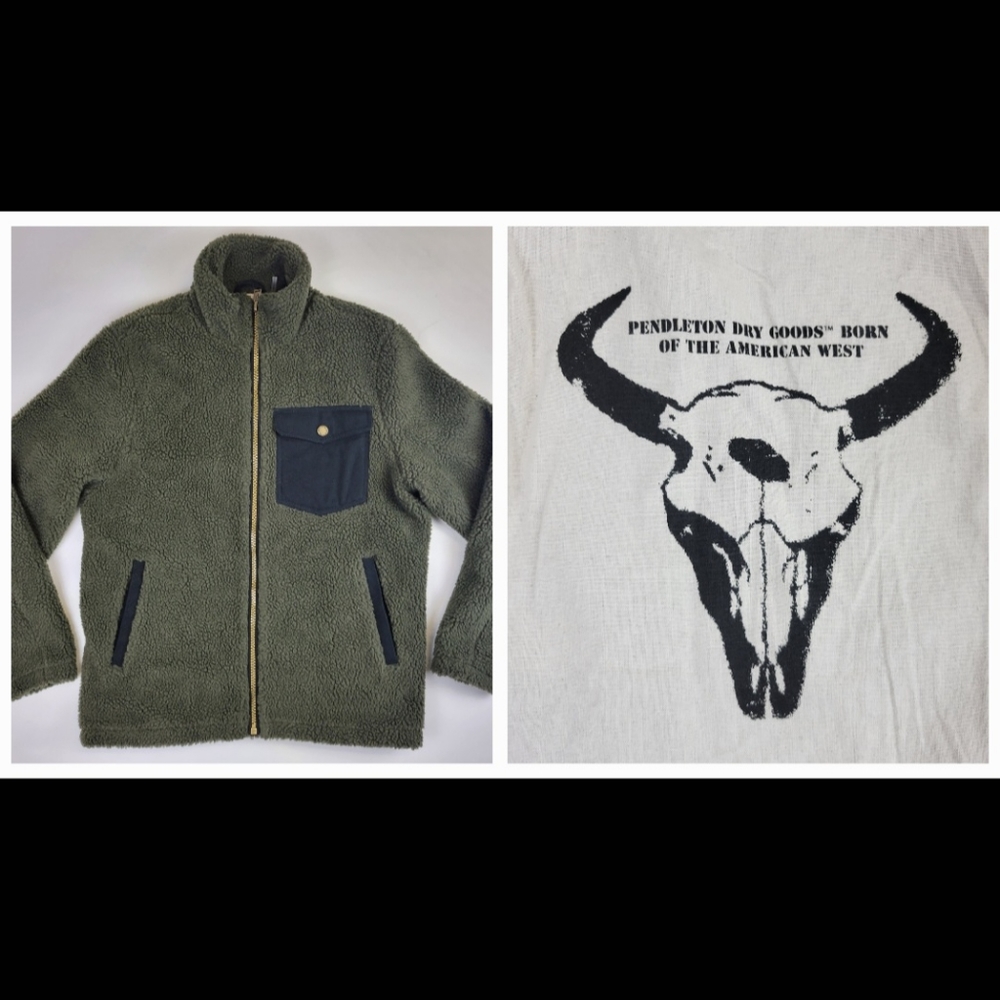 Pendleton Mens Rock River Deep Pile Sherpa Fleece Full Zip Jacket Size M